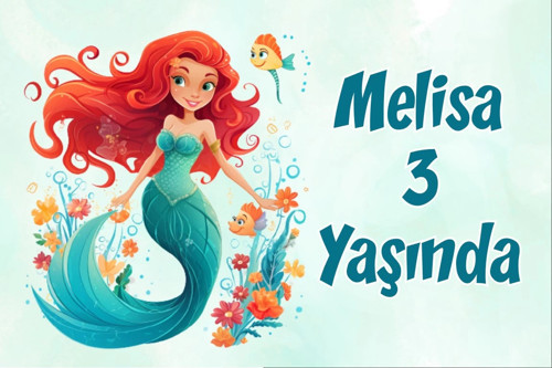 Deniz Kızı ve Balıklar Temalı Doğum Günü Afişi 70X100 cm