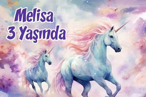 Büyük Unicornlar Temalı Doğum Günü Afişi -4 70X100 cm