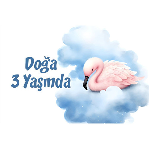 Sevimli Kuğu Temalı Doğum Günü Afişi -2 70X100 cm