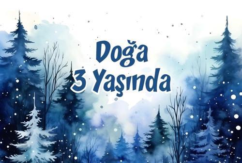 Kış ve Orman Temalı Doğum Günü Afişi 70X100 cm