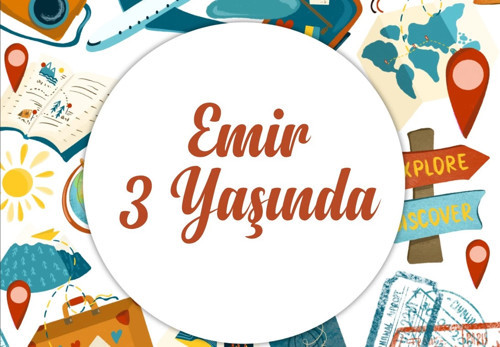 Seyahat Temalı Doğum Günü Afişi -3 70X100 cm