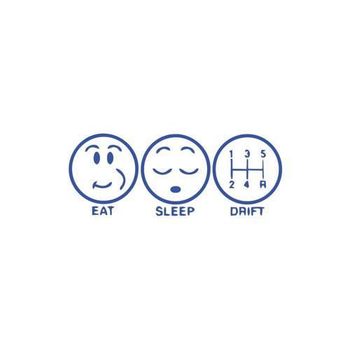 Eat Sleep Drift Araba Sticker 17x17 Cm Mavi