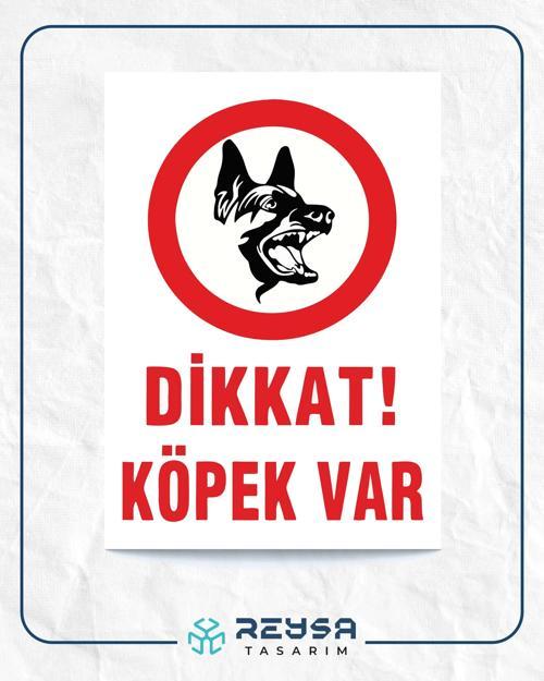 Dikkat Köpek Var Sticker 20X28 Cm