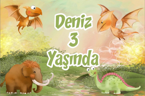 Dinozorlar Temalı Doğum Günü Afişi 70X100 cm