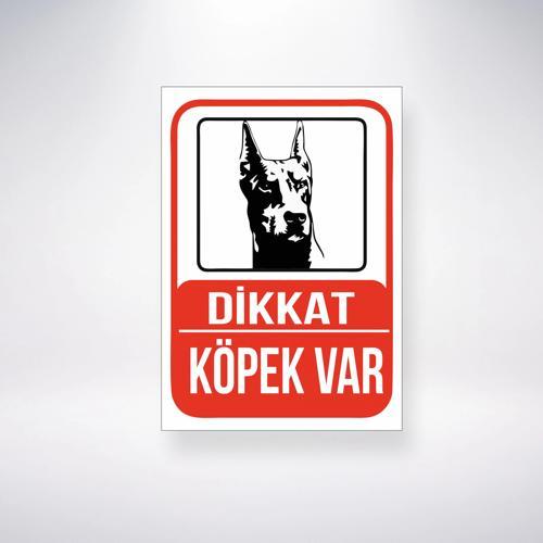 Dikkat Köpek Var Sticker 20X28 Cm