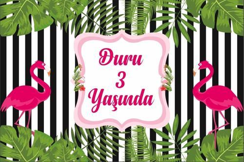 Flamingo Temalı Doğum Günü Afişi 50X70 cm
