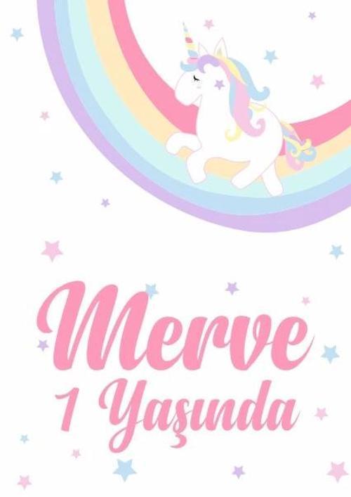 Gökkuşağı Unicorn enalı Doğum Günü Afişi 35X50 cm