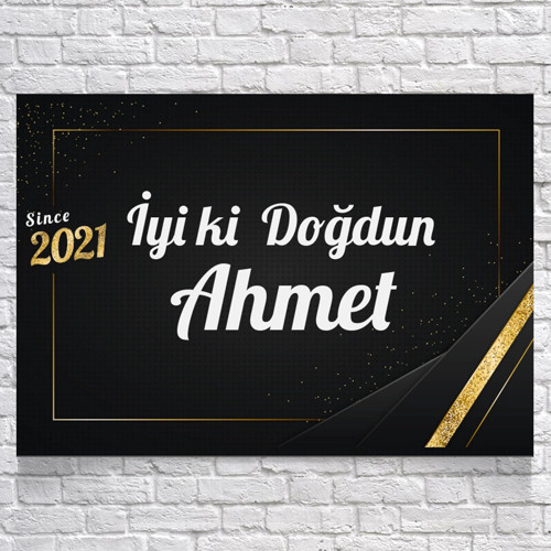 Gold Temalı Doğum Günü Afişi 70X100 cm