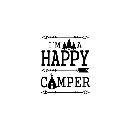 Happy Camper Sticker 17x17 Cm Siyah