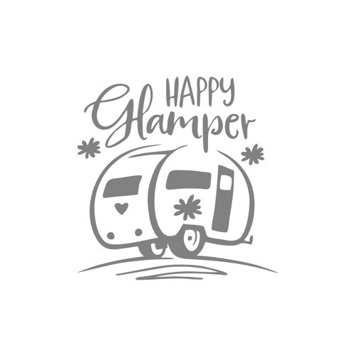 Happy Camper Sticker 17x17 Cm Gri