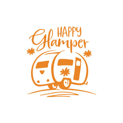 Happy Camper Sticker 17x17 Cm Turuncu