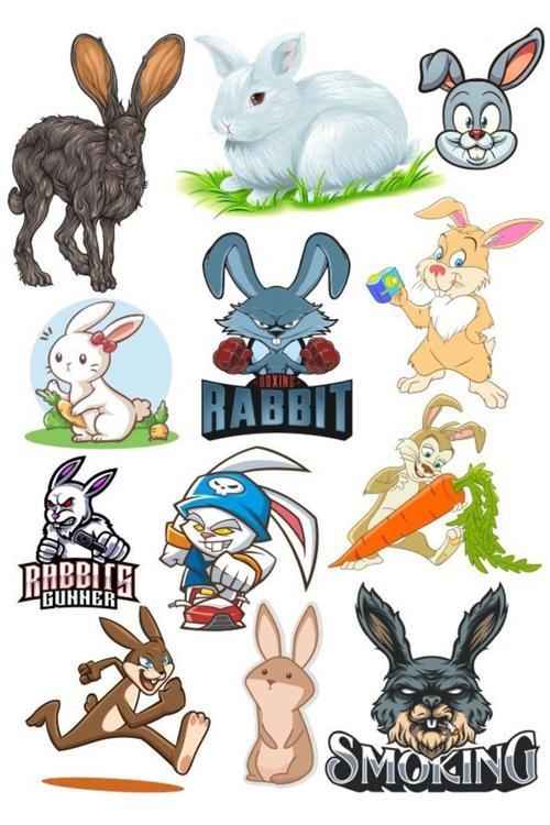 Tavşan Sticker Set-1 12 Parça Telefon, Tablet, Defter, Laptop Sticker