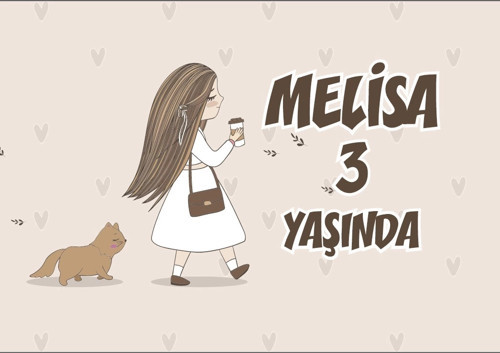 Kahve İçen Kız Kedi Temalı Doğum Günü Afişi 35X50 cm