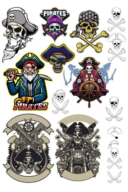 Kuru Kafa Korsan Sticker-1 13 Parça Telefon, Tablet, Defter, Laptop Sticker