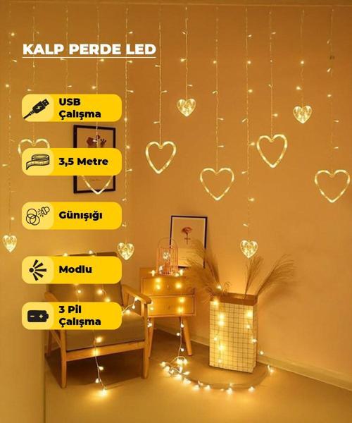 Kalpli Dekoratif Günışığı  Led USB & Pilli - 3,5 Metre - Animasyonlu