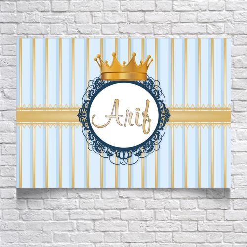 Mavi Çiizgili Doğum Günü Afişi 35X50 cm