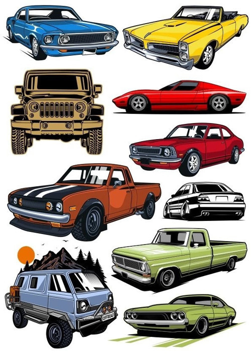 Arabalar Sticker Set-5 9 Parça Telefon, Tablet, Defter, Laptop Sticker