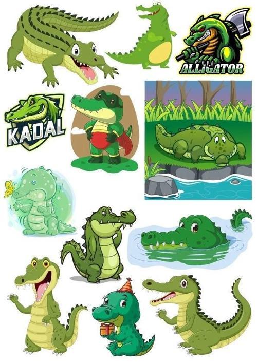 Timsah Sticker Set-4 9 Parça Telefon, Tablet, Defter, Laptop Sticker