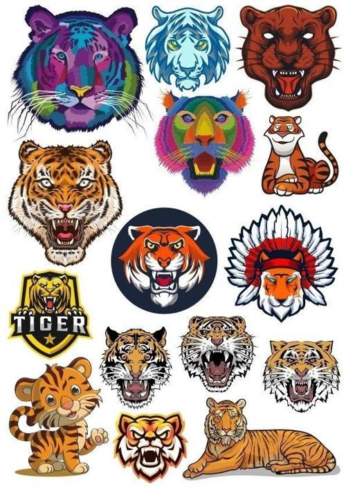 Kaplan Tiger Sticker Set-5 13 Parça Telefon, Tablet, Defter, Laptop Sticker