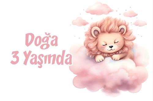 Pembe Sevimli Doğum Günü Afişi 35X50 cm