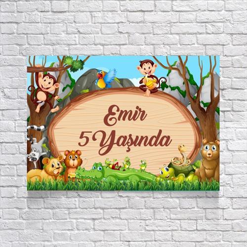Hayvanat Bahçesi Temalı Doğum Günü Afişi 100X150 cm