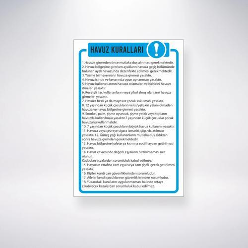 Havuz Kuralları Sticker 20X28 Cm