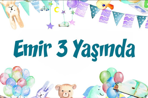 Sevimli Hayvanlar ve Parti Temalı Doğum Günü Afişi 100X150 cm