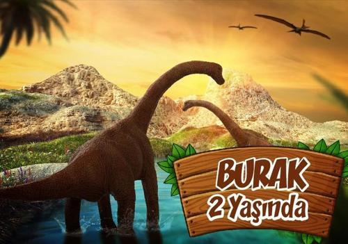 Dinozor Temalı Doğum Günü Afişi 100X150 cm