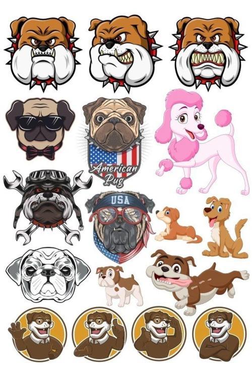 Köpek Sticker Set -9 12 Parça Telefon, Tablet, Defter, Laptop Sticker