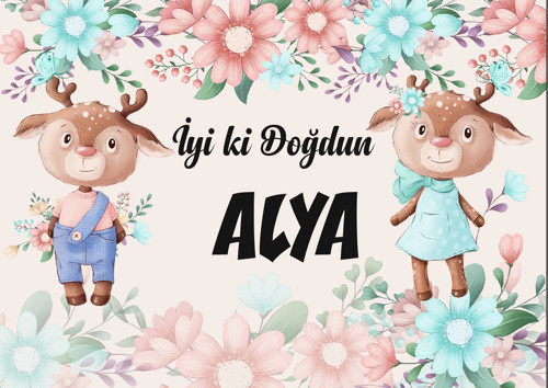 Sevimli Keçi Temalı Doğum Günü Afişi 100X150 cm