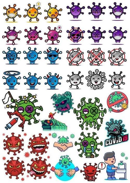 Virüs Sticker Set-6 25 Parça Telefon, Tablet, Defter, Laptop Sticker