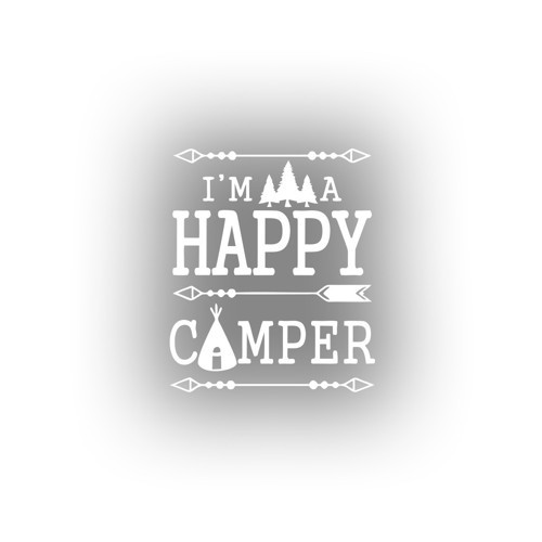 Happy Camper Sticker 17x17 Cm Beyaz