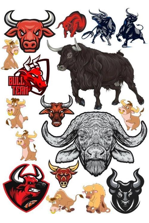 Boğa Sticker Set-2 15 Parça Telefon, Tablet, Defter, Laptop Sticker