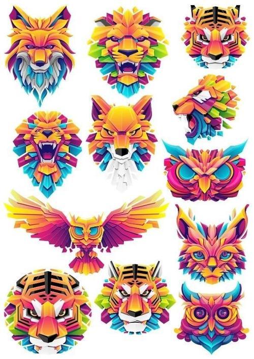 Tasarım Hayvanlar Sticker Set 12 Parça Telefon, Tablet, Defter, Laptop Sticker