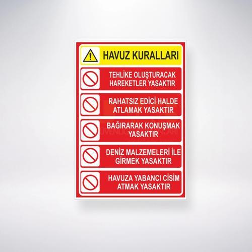 Havuz Kuralları Sticker 20X28 Cm