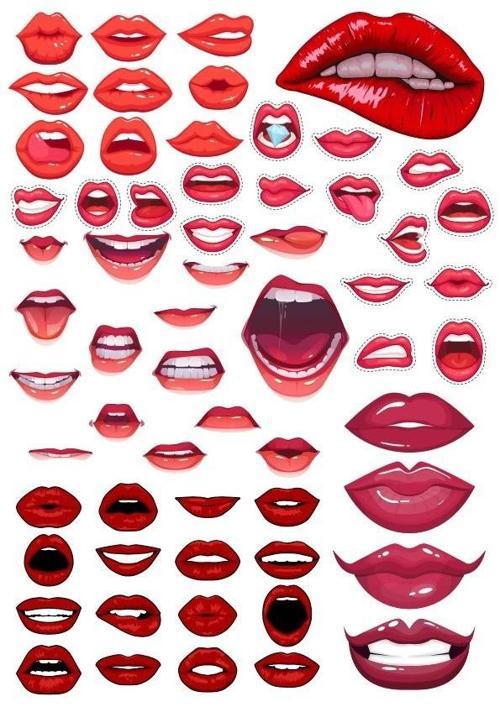 Dudaklar Sticker Set 32 Parça Telefon, Tablet, Defter, Laptop Sticker