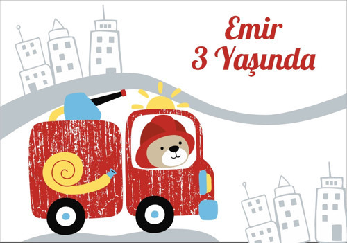 İtfaiye Temalı Doğum Günü Afişi 100X150 cm