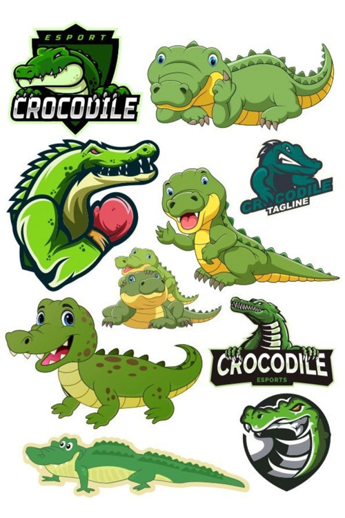 Timsah Sticker Set-2 10 Parça Telefon, Tablet, Defter, Laptop Sticker