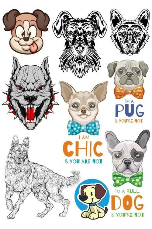 Köpek Pitbull Sticke Set-1 9 Parça Telefon, Tablet, Defter, Laptop Sticker