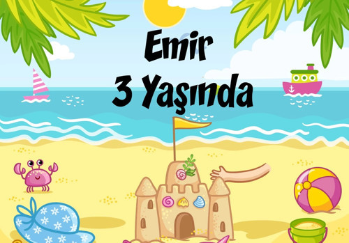 yaz sahil temalı doğum günü afişi 35X50 cm