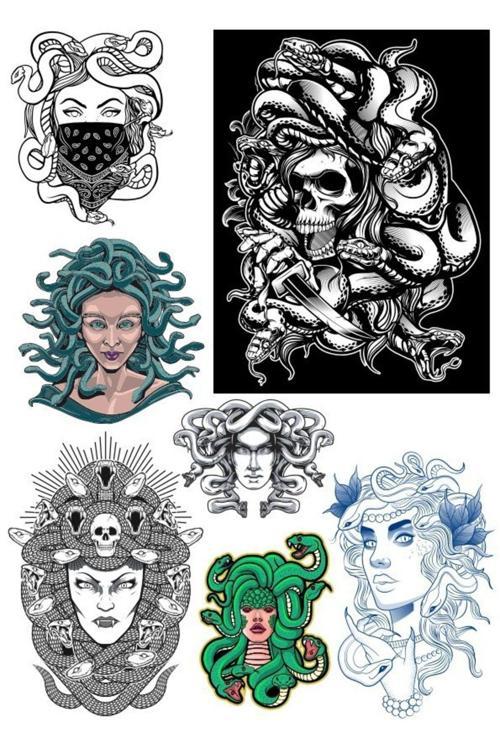 Medusa Sticker Set-1 7 Parça Telefon, Tablet, Defter, Laptop Sticker