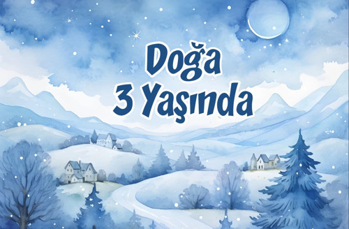Kış Manzarası Temalı Doğum Günü Afişi 100X150 cm