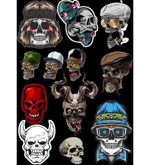 İskelet Sticker Set-2 12 Parça Telefon, Tablet, Defter, Laptop Sticker