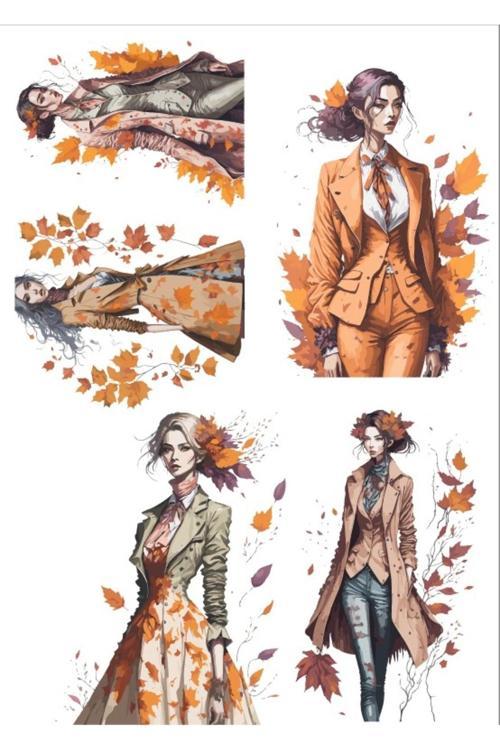 Sonbahar Temalı Kız Sticker Set