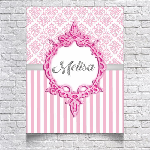 Pembe Damask Desenli Doğum Günü Afişi 50X70 cm