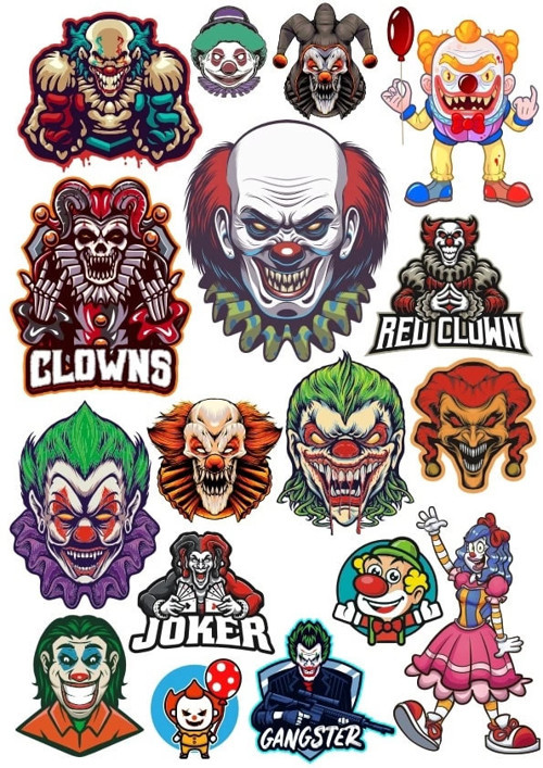 Palyaço Sticker Set 16 Parça Telefon, Tablet, Defter, Laptop Sticker