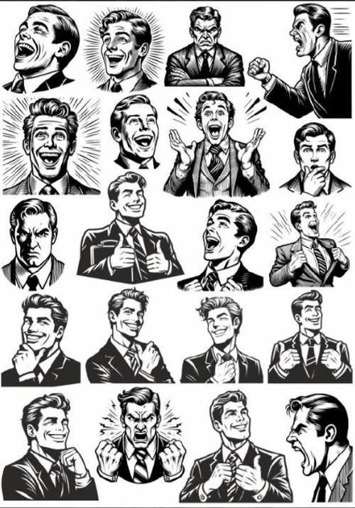 Siyah Beyaz Adam Sticker Set