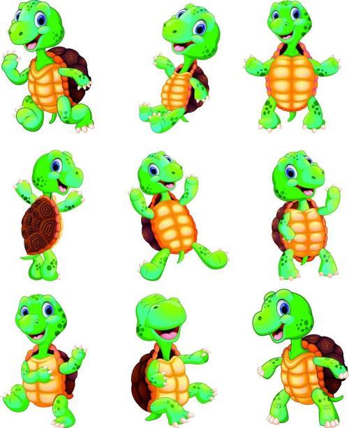 Sevimli Kaplumbağa Sticker Set 9 Parça Telefon, Tablet, Defter, Laptop Sticker