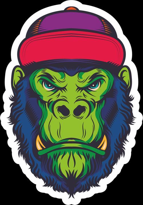 Kızgın Maymnun Sticker 10x10 cmRenkli Sticker