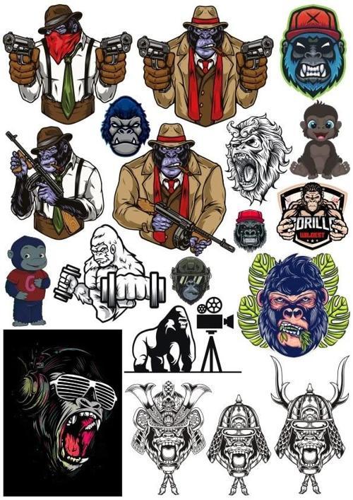 Mafya Goril Sticker Set 1 18 Parça Telefon, Tablet, Defter, Laptop Sticker